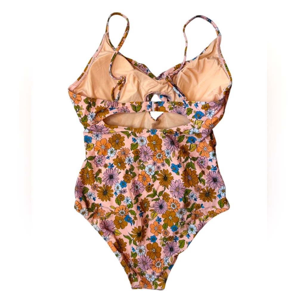 Cupshe | NWT Floral Twisted Tummy Control Ruched Cut Out One-Piece Women Size L - Picture 4 of 9